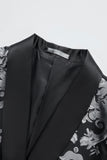 Men's Black Shawl Lapel One Button Jacquard Prom Blazer