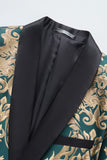 Men's Dark Green Shawl Lapel One Button Jacquard Prom Blazer