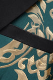 Men's Dark Green Shawl Lapel One Button Jacquard Prom Blazer