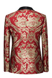 Men's Red Shawl Lapel One Button Jacquard Prom Blazer