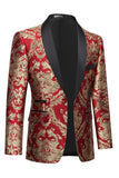 Men's Red Shawl Lapel One Button Jacquard Prom Blazer