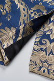 Men's Royal Blue Shawl Lapel One Button Jacquard Prom Blazer