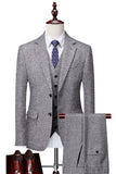 Men's Grey Single Breasted Notch Lapel 3 Piece Prom Suits