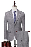 Men's Grey Single Breasted Notch Lapel 3 Piece Prom Suits