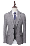 Men's Grey Single Breasted Notch Lapel 3 Piece Prom Suits