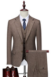 Men's Brown Single Breasted Notch Lapel 3 Piece Prom Suits