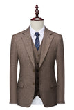 Men's Brown Single Breasted Notch Lapel 3 Piece Prom Suits