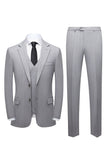 Men's Grey Pinstripe Single Breasted Notch Lapel 3 Piece Prom Suits