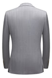 Men's Grey Pinstripe Single Breasted Notch Lapel 3 Piece Prom Suits