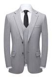 Men's Grey Pinstripe Single Breasted Notch Lapel 3 Piece Prom Suits