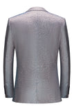 Men's Grey Sparkly Peak Lapel One Button 2 Piece Wedding Suits