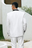 Men's White One Button Shawl Lapel 3 Piece Wedding Suits