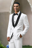 Men's White One Button Shawl Lapel 3 Piece Wedding Suits