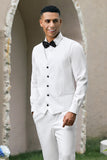 Men's White One Button Shawl Lapel 3 Piece Wedding Suits