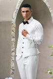 Men's White One Button Shawl Lapel 3 Piece Wedding Suits