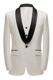 Men's White Shawl Lapel 3 Pieces One Button Wedding Suits