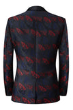 Men's Dark Navy Shawl Lapel Jacquard One Button 2 Piece Guest Suits