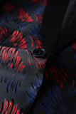 Men's Dark Navy Shawl Lapel Jacquard One Button 2 Piece Guest Suits