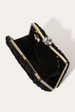 Elegant Black Satin Wedding Clutch Purses