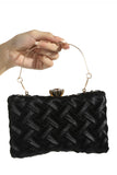 Elegant Black Satin Wedding Clutch Purses