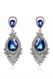 Royal Blue Bride's Alloy Rhinestone Tear Drop Shaped Earrings (1pair )