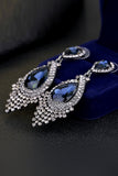 Royal Blue Bride's Alloy Rhinestone Tear Drop Shaped Earrings (1pair )