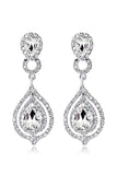 Bridal Wedding White Crystal Teardrop Pendant Earrings