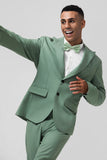 Men's Grey Green Notch Lapel Single Breasted 2 Piece Prom Suits