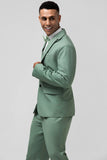 Men's Grey Green Notch Lapel Single Breasted 2 Piece Prom Suits