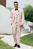 Men's Light Pink One Button Shawl Lapel 3 Piece Wedding Suits