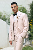 Men's Light Pink One Button Shawl Lapel 3 Piece Wedding Suits