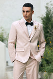 Men's Light Pink One Button Shawl Lapel 3 Piece Wedding Suits