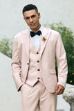 Men's Light Pink One Button Shawl Lapel 3 Piece Wedding Suits