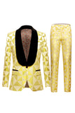 Men's Yellow Shawl Lapel 2 Piece Geometrical Suits