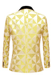 Men's Yellow Shawl Lapel 2 Piece Geometrical Suits