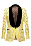 Men's Yellow Shawl Lapel 2 Piece Geometrical Suits