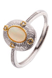 Silver Opal Oval Adjustable Ring