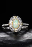 Silver Opal Oval Adjustable Ring