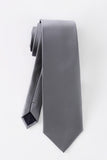 Men's Grey Solid Formal Satin Wide Tie For Wedding