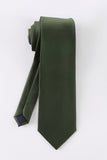 Men's Olive Solid Formal 3-Piece Satin Skinny Tie