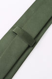 Men's Olive Solid Formal 3-Piece Satin Skinny Tie