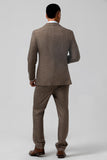 Men's Brown Notch Lapel Single Breasted 3 Piece Wedding Suits