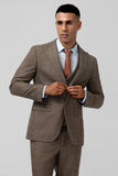 Men's Brown Notch Lapel Single Breasted 3 Piece Wedding Suits