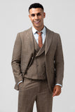 Men's Brown Notch Lapel Single Breasted 3 Piece Wedding Suits