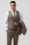 Men's Brown Notch Lapel Single Breasted 3 Piece Wedding Suits