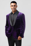 Men's Dark Purple Shawl Lapel One Button Wedding Blazer