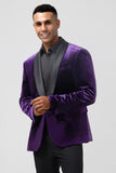 Men's Dark Purple Shawl Lapel One Button Wedding Blazer