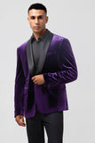 Men's Dark Purple Shawl Lapel One Button Wedding Blazer