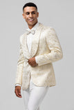 Men‘s Ivory Shawl Lapel Pattern Printed Prom Blazer