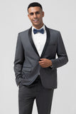 Men's Grey Shawl Lapel One Button 2 Piece Prom Suit